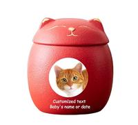 WXMYOZR Urnes d'animaux pour Les Cendres de Chats - Urne de Chat personnalisée pour Les Cendres Urnes de crémation pour Animaux de Compagnie Urnes commémoratives du Chat,Rouge,Little