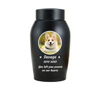 WXMYOZR Urnes pour Cendres de Chien personnalisées, Urnes pour Animaux de Compagnie pour Cendres de Chiens, Urnes de crémation pour Chien en Acier Inoxydable Urnes,Noir,Little