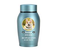 WXMYOZR Urnes pour Cendres de Chien personnalisées, Urnes pour Animaux de Compagnie pour Cendres de Chiens, Urnes de crémation pour Chien en Acier Inoxydable Urnes,Bleu,Little