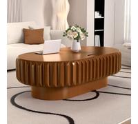 Wxnnx 110 cm Table Basse Ovale avec Rangement Marron