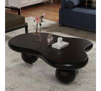 Wxnnx 117 cm Table Basse Cloud Noir | MDF épais, 3 pieds, style mid-century - Table de salon ronde pour appartement, petits espaces, salon - Montage facile