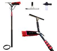 WXPGFEQ Brosse de Nettoyage à Eau avec Distributeur de Savon, Perche télescopique de 3,6 à 6 m, kit de Nettoyage de Panneaux solaires et de vitres avec raclette, pour vérandas, toitures, camions, bu