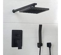 WXPGFEQ Ensemble de Douche pour Salle de Bain, Robinet de Douche Effet Pluie, Ensemble Mural Noir de 8 Pouces avec pommeau et douchette Noirs