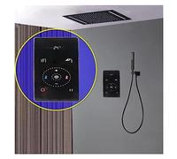 WXPGFEQ Ensemble de Douche thermostatique de Plafond, système de Douche Intelligent Noir avec Thermostat, Panneau de Commande Tactile numérique, pommeau de Douche Effet Pluie LED 500 x 360 mm, Salle