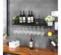 WXPGFEQ Étagère à Verres à vin Noire pour Verres à Pied et à Champagne, idéale pour la décoration intérieure (100 x 25 cm).