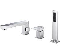 WXPGFEQ Mitigeur de Baignoire 3 Trous avec douchette, Ensemble de douchette et de Flexible pour robinets de Baignoire, Robinet de Baignoire pour Salle de Bain, chromé, Trois Trous