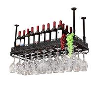 WXPGFEQ Porte-Bouteilles de Plafond en métal avec Support Suspendu pour Verres à vin - Idéal pour Les Restaurants, Cuisines, Bars et décoration intérieure - Finition Noire élégante - 80 x