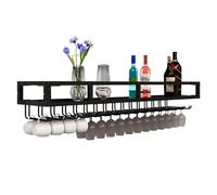 WXPGFEQ Porte-Verres à vin Mural en métal, Style métal, Facile à Installer, Dimensions réglables de 60 à 150 cm, Meuble de Rangement Peu encombrant pour Bars, Restaurants et Cuisines (Si (