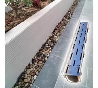 WXPGFEQ Système d'évacuation des eaux pluviales extérieures, profilé en U en résine pour Un Drainage Efficace des gouttières Autour des trottoirs et des Maisons