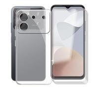 WXPPJ Coque + 3 Pièces Verre trempé Protection écran pour ZTE Blade A54, Transparente Silicone TPU Etui Housse, Mince Souple Antichoc Case pour ZTE Blade A54 (6.60") - Transparent