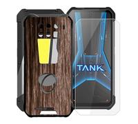 WXPPJ Coque + Verre trempé Film pour Unihertz 8849 Tank 3 Pro (6.79"), Noir Silicone Housse Etui + Anneau de Support pour Portable réglable à 360° pour Unihertz 8849 Tank 3 Pro - XV22