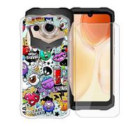 WXPPJ Coque + Verre Trempé pour Doogee S99, 360° Anti-Rayures Gel Silicone TPU Souple Housse Etui de Protection avec 1 Pièces Protecteur d'écran pour Doogee S99 (6.30") - Graffiti