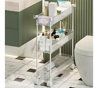 WXPXYBF Chariot utilitaire roulant, chariot de rangement en acrylique transparent avec roues et crochets pour salle de bain, cuisine, bureau, chambre à coucher, A, 3 niveaux