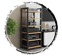 WXPXYBF Meuble multimédia Mobile à 6 Niveaux, Armoire de Rangement Audio-vidéo en Bois avec étagère réglable, Chariot Utilitaire en métal pour matériel AV, Noir, 60 cm