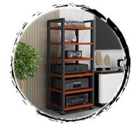 WXPXYBF Meuble multimédia Mobile à 6 Niveaux, Armoire de Rangement Audio-vidéo en Bois avec étagère réglable, Chariot Utilitaire en métal pour matériel AV, Noir, 60 cm