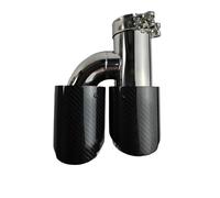 WXPYAQT Embout d'échappement 1 pièces Universel Voiture Carbone Queue Gorge Silencieux Longueur brunissage Forme H Double Sortie sergé Brillant d'échappement Pointe