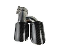 WXPYAQT Embout d'échappement 1 pièces Universel Voiture Carbone Queue Gorge Silencieux Longueur brunissage Forme H Double Sortie sergé Brillant d'échappement Pointe
