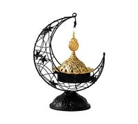 Wxqbjtam Brûleur D'encens Arabe Conique, Chandelier Antique Portable, Porte-bougie Décoratif pour Salon, Cheminée Ou Maison, Noir et or