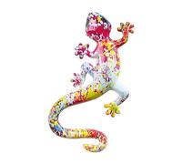 Wxqbjtam Sculpture Murale Gecko, Décoration Murale Gecko, Cadeau, Œuvre d'art, Statuette Animalière Moderne en Résine, Figurine Gecko pour Réfrigérateur Au, Collant 10x5x1,5cm