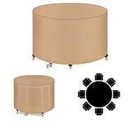 WXQOZLY Housse Salon de Jardin,100x100cm Ronde Housse de Protection pour Mobilier de Jardin,420D Oxford Housse de Bâche Meuble,Imperméable,Coupe-Vent, Anti-UV-Beige