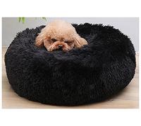 WXQY Coussin Chien Moelleux Noir Lavable Machine Rond Doux en Peluche Panier Chat, Lit Donut Chien Confortable, Idéal pour Animaux de Compagnies Un Bon Sommeil Pendant Hiver (Color : C, Size : 80CM)