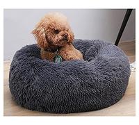 WXQY Coussin Chien Moelleux Noir Lavable Machine Rond Doux en Peluche Panier Chat, Lit Donut Chien Confortable, Idéal pour Animaux de Compagnies Un Bon Sommeil Pendant Hiver (Color : B, Size : 80CM)