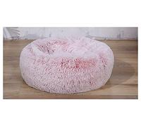 WXQY Coussin Chien Moelleux Noir Lavable Machine Rond Doux en Peluche Panier Chat, Lit Donut Chien Confortable, Idéal pour Animaux de Compagnies Un Bon Sommeil Pendant Hiver (Color : L, Size : 80CM)