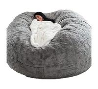 WXQY Pouf Housse Rond Extensible Gris/Bleu/Rose Adulte Geant Housse De Pouf Fourrure XXL Exterieur sans Remplissage Fauteuils Poire Housse Facile à DéMonter Et Lavable (Color : V, Size : 180X90cm)