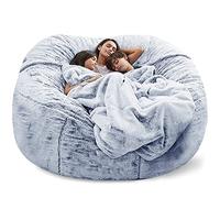 WXQY Pouf Housse Rond Extensible Gris/Bleu/Rose Adulte Geant Housse De Pouf Fourrure XXL Exterieur sans Remplissage Fauteuils Poire Housse Facile à DéMonter Et Lavable (Color : S, Size : 180X90cm)