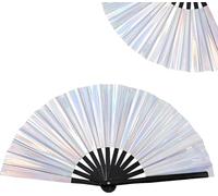 WXQZHF Clacking Fans for Line Dancing - Boots on The Ground Fan, Boots on The Ground Hand Fan Large, Large Holographic Folding Hand Fan, for Line Dancing, Festival, Dance, Party(B)