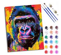 WXRWANG Peinture par numéros adulte Avatar de gorille coloré Kit de bricolage pour adultes Peinture sur toile Avec et pinceau Cadeaux et décorations de Avec cadre
