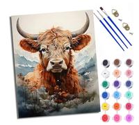 WXRWANG Peinture par numéros adulte Éléments végétaux du paysage Vache Kit de bricolage pour adultes Peinture sur toile Avec peinture et pinceau Cadeaux et décorations de sans cadre