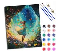 WXRWANG Peinture par numéros adulte Femmes dansant dans la vallée des papillons Kit de bricolage pour adultes Peinture sur toile Avec et pinceau de Avec cadre