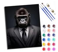 WXRWANG Peinture par numéros adulte Gorille en costume noir Kit de bricolage pour adultes Peinture sur toile Avec et pinceau Cadeaux et décorations de Avec cadre