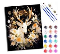 WXRWANG Peinture par numéros adulte Portrait d'un cerf blanc dans les fleurs Kit de bricolage pour adultes Peinture sur toile Avec et pinceau de Avec cadre