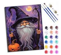 WXRWANG Peinture par numéros DIY par numéros pour adultes Citrouille et le vieux sorcier Peinture par numéros Kits sur toile avec pinceaux pour décoration murale de la maison 40 x 50 cm