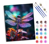 WXRWANG Peinture par numéros DIY par numéros pour adultes Libellule colorée Peinture par numéros Kits sur toile avec pinceaux pour décoration murale de la maison 40 x 50 cm