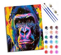 WXRWANG Peinture par Numéros pour Adulte DIY Numero Adulte Débutants Gorille à jet d'encre coloré 40x50cm Numéro Kit Peinture par Décoration Murale et Cadeaux Pour La Maison