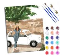 WXRWANG Peinture par Numéros pour Adulte DIY Peinture Numero Adulte Débutants Beauté simple de la voiture Numéro Kit Peinture par Décoration Murale et Cadeaux Pour La Maison Avec cadre