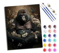 WXRWANG Peinture par Numéros pour Adulte DIY Peinture Numero Adulte Débutants Chimpanzés parmi les fleurs 40x50cm Numéro Kit Peinture par Décoration Murale et Cadeaux Pour La Maison