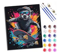 WXRWANG Peinture par Numéros pour Adulte DIY Peinture Numero Adulte Débutants Chiot cool en skateboard 40x50cm Numéro Kit Peinture par Décoration Murale et Cadeaux Pour La Maison