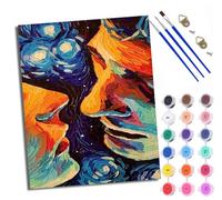 WXRWANG Peinture par Numéros pour Adulte DIY Peinture Numero Adulte Débutants Deux visages sous le ciel étoilé Numéro Kit Peintures par Décoration Murale et Cadeaux Pour La Maison Avec cadre