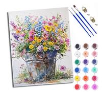 WXRWANG Peinture par Numéros pour Adulte DIY Peinture Numero Adulte Débutants Fleurs dans un seau 40x50cm Numéro Kit Peinture par Décoration Murale et Cadeaux Pour La Maison