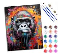 WXRWANG Peinture par Numéros pour Adulte DIY Peinture Numero Adulte Débutants Gorille de style Doodle 40x50cm Numéro Kit Peinture par Décoration Murale et Cadeaux Pour La Maison
