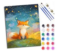 WXRWANG Peinture par Numéros pour Adulte DIY Peinture Numero Adulte Débutants Renard rieur sous le ciel étoilé 40x50cm Numéro Kit Peinture par Décoration Murale et Cadeaux Pour La Maison