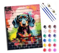 WXRWANG Peinture par Numéros pour Adulte DIY Peinture Numero Adulte Débutants Teckel coloré Numéro Kit Peintures par Décoration Murale et Cadeaux Pour La Maison Avec cadre