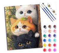 WXRWANG Peinture par Numéros pour Adulte DIY Peinture Numero Adulte Débutants Trois chatons mignons 40x50cm Numéro Kit Peinture par Décoration Murale et Cadeaux Pour La Maison