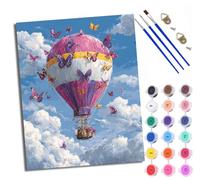 WXRWANG Peinture par Numéros pour Adulte Peinture Numero Adulte Débutants Des papillons tourbillonnent autour de la montgolfière Numéro Kit par Décoration Murale et Pour La Maison Avec cadre