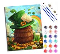 WXRWANG Peinture par Numéros pour AdulteBaril de pièces d'or Green Hat DIY Peinture Acrylique pour Adultes Débutants Kit de à l'huile sur Toile pour Décoration Murale Maison 40x50cm