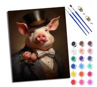 WXRWANG Peinture par Numéros pour AdulteCochon en robe DIY Peinture Acrylique pour Adultes Débutants Kit de à l'huile sur Toile pour Décoration Murale Maison Avec cadre